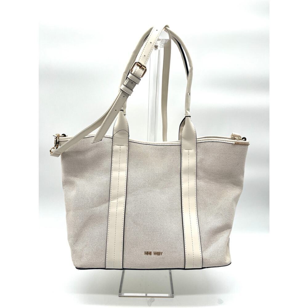 Nine West Large White Canvas Tote, 2 Way Wear